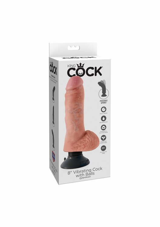 Vibrating Cock W Balls 8 Inch