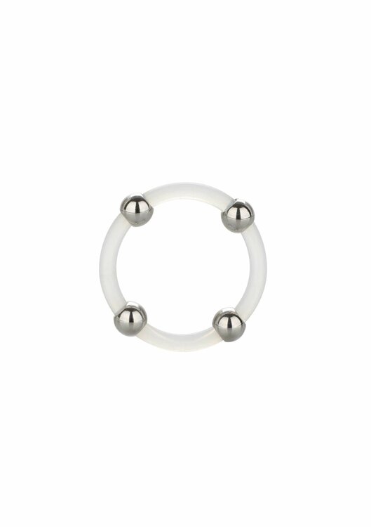 Steel Beaded Silicone Ring L