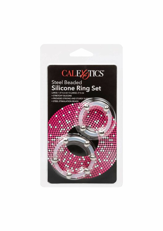 Steel Beaded Silicone Ring Set