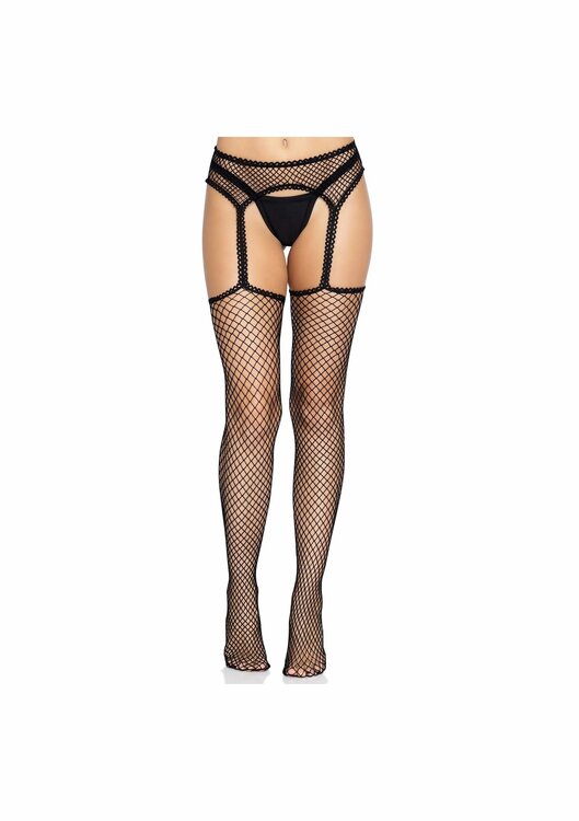 Net stockings with garterbelt