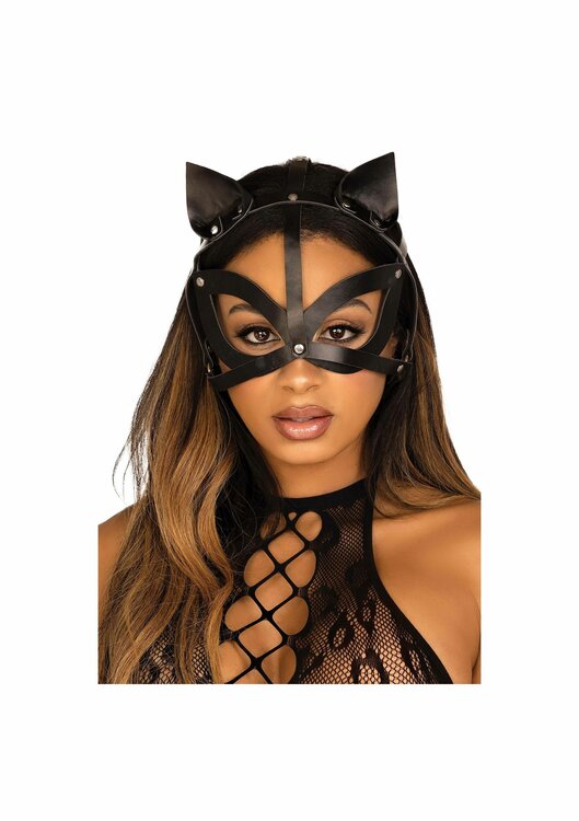 Vegan leather studded catmask