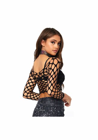 Net long sleeved crop top