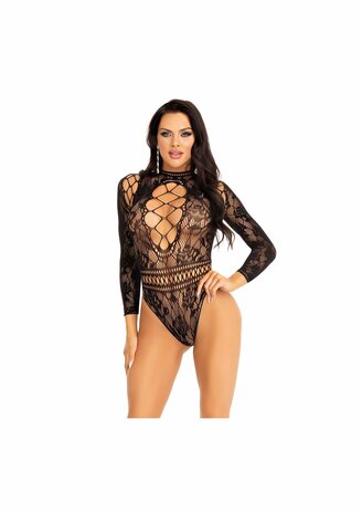 High neck lace bodysuit